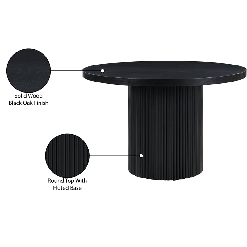 Meridian Furniture Belinda Round Black Oak Wood Veneer Top Dining Table