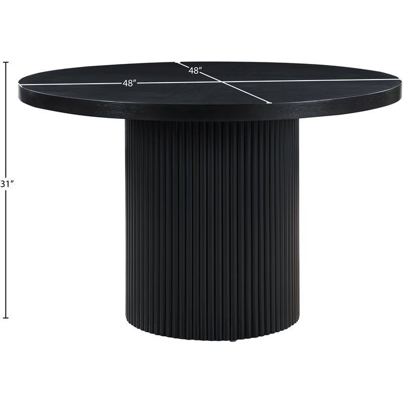 Meridian Furniture Belinda Round Black Oak Wood Veneer Top Dining Table