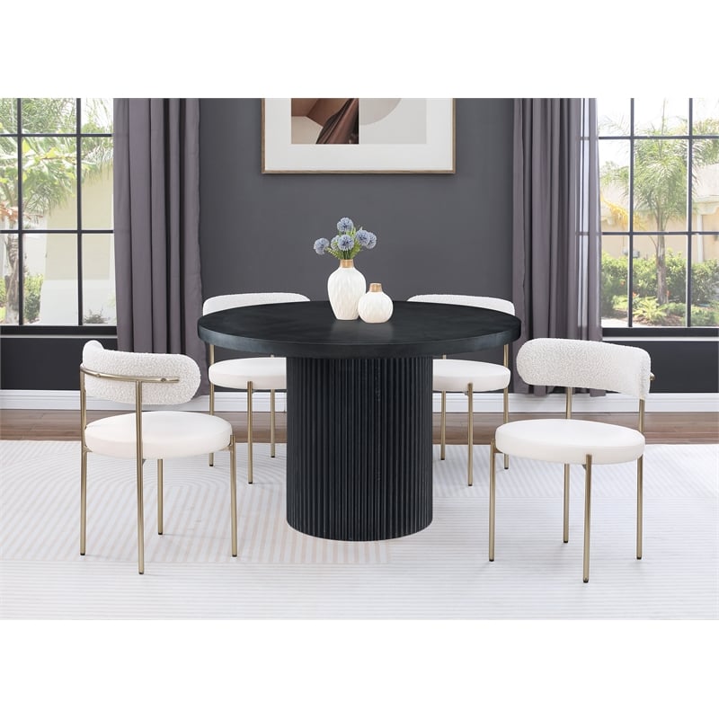 Meridian Furniture Belinda Round Black Oak Wood Veneer Top Dining Table