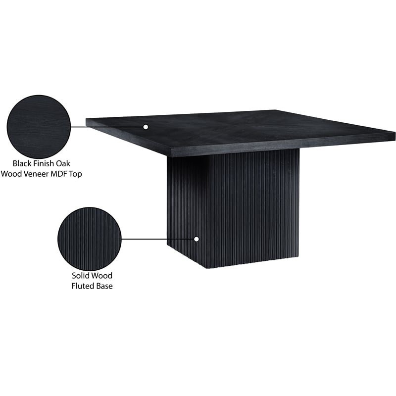 Meridian Furniture Belinda Square Black Solid Wood and Oak Veneer Dining Table