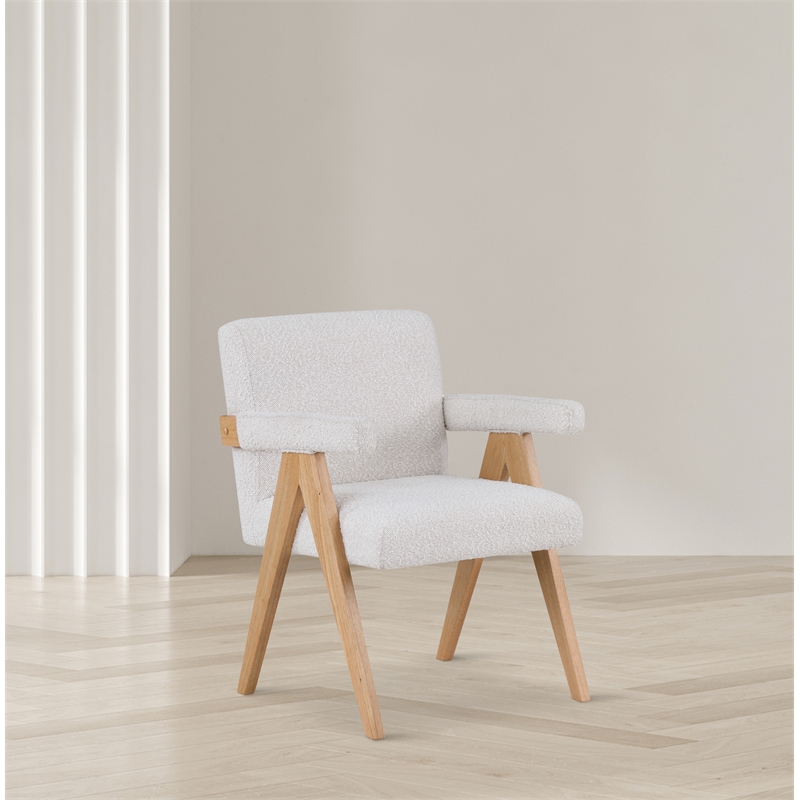 Meridian Furniture Woodloch Cream Boucle Fabric Accent Chair