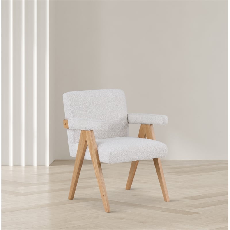 Meridian Furniture Woodloch Cream Boucle Fabric Accent Chair