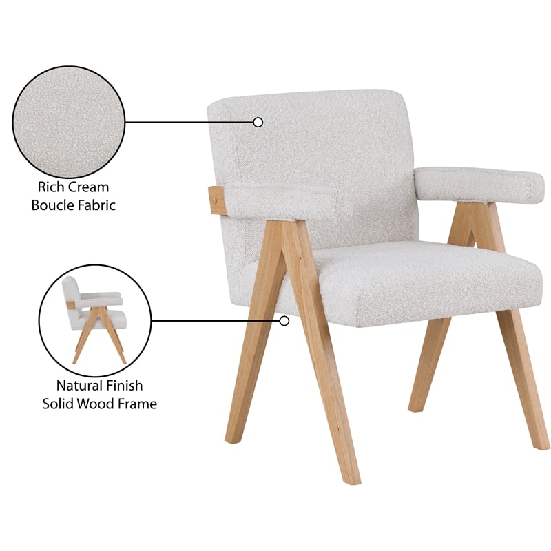 Meridian Furniture Woodloch Cream Boucle Fabric Accent Chair