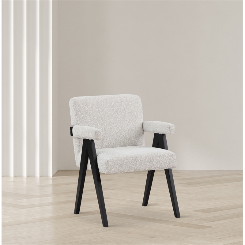 Meridian Furniture Woodloch Cream Boucle Fabric Accent Chair