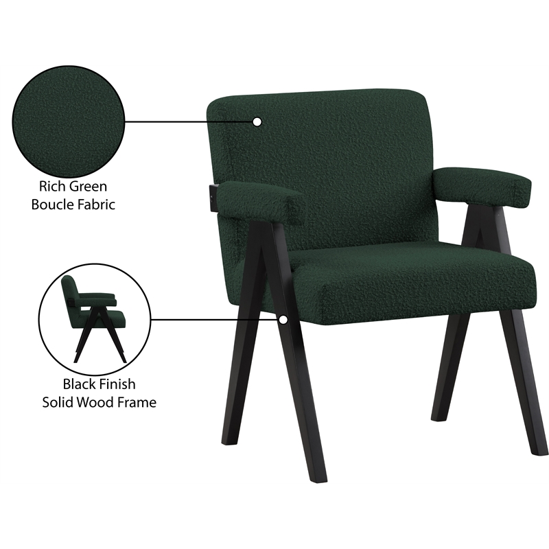 Meridian Furniture Woodloch Green Boucle Fabric Accent Chair