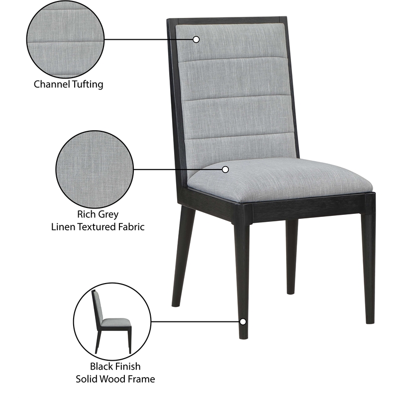 Meridian Furniture Bristol Grey Linen Textured Fabric Dining Chair (Set of 2)