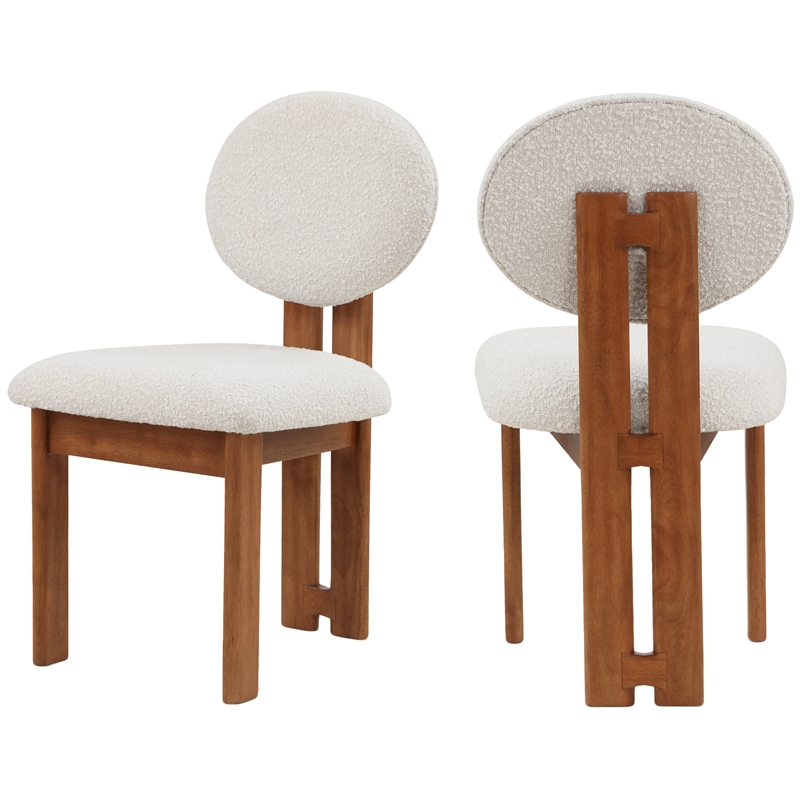 Meridian Furniture Napa Cream Boucle Fabric Dining Chair (Set of 2)