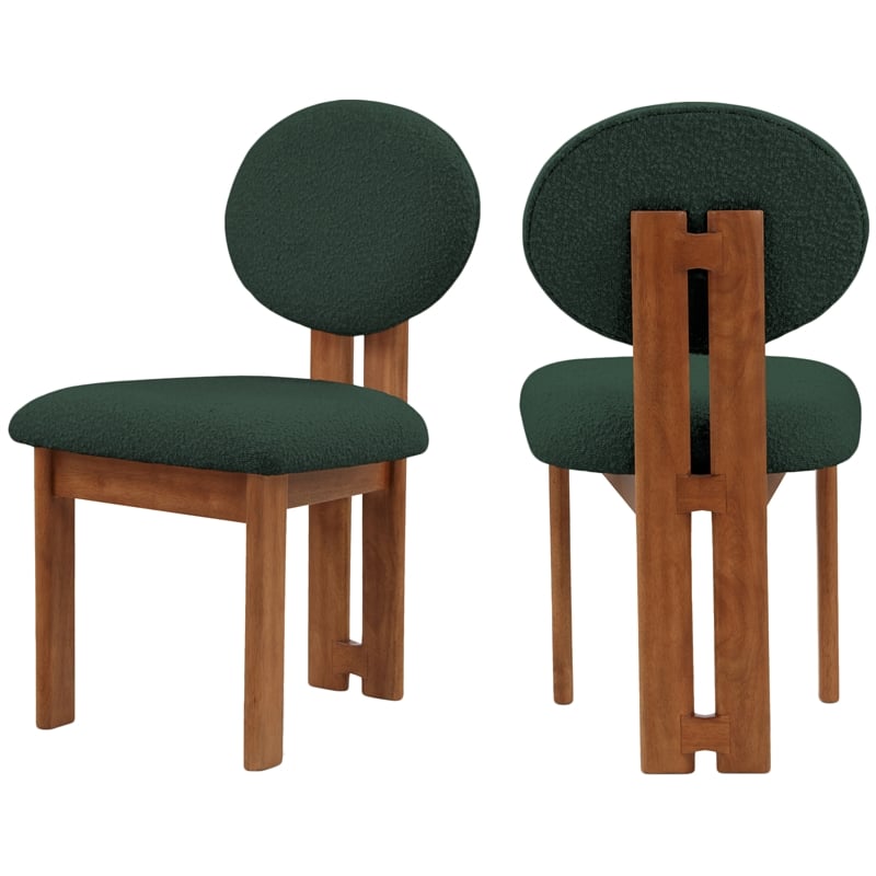 Meridian Furniture Napa Green Boucle Fabric Dining Chair (Set of 2)