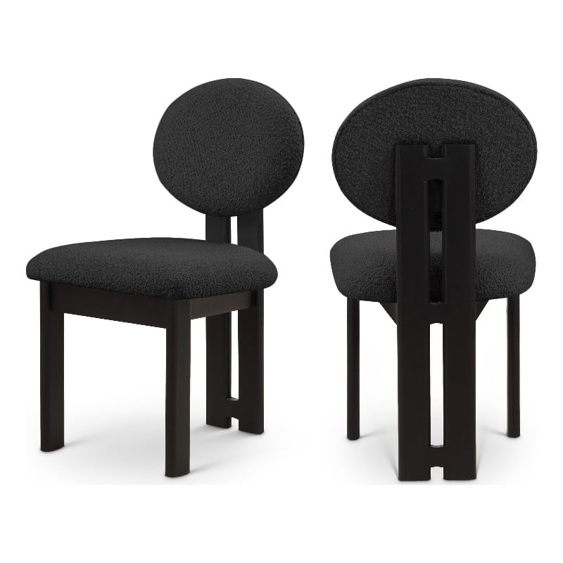Meridian Furniture Napa Black Boucle Fabric Dining Chair (Set of 2)