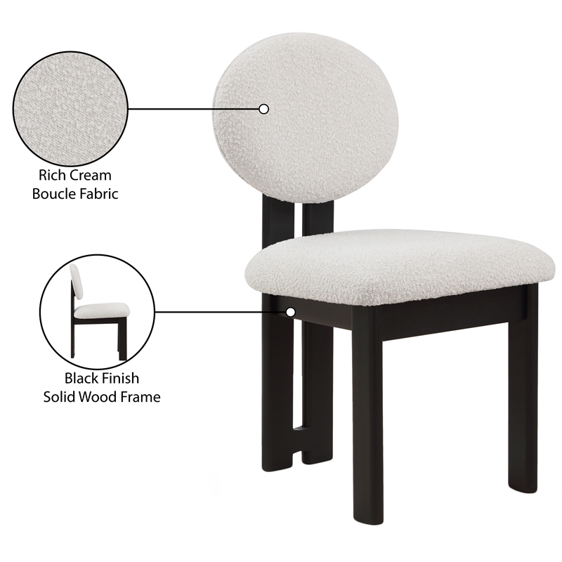 Meridian Furniture Napa Cream Boucle Fabric Dining Chair (Set of 2)