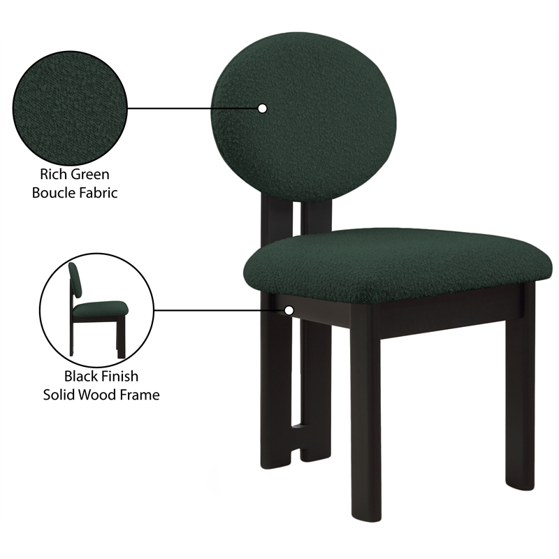 Meridian Furniture Napa Green Boucle Fabric Dining Chair (Set of 2)