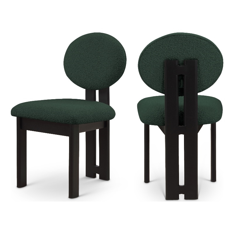 Meridian Furniture Napa Green Boucle Fabric Dining Chair (Set of 2)