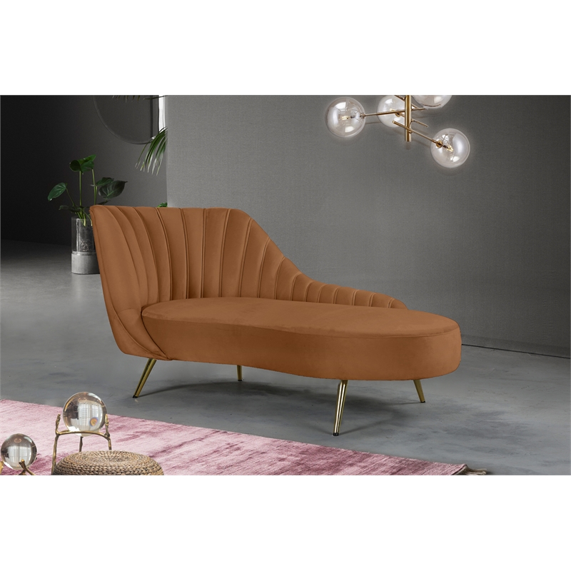 Meridian Furniture Margo Saddle Velvet Chaise