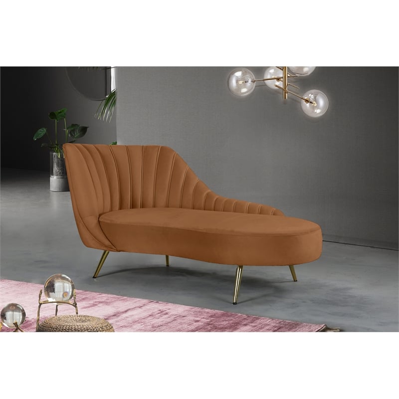 Meridian Furniture Margo Saddle Velvet Chaise