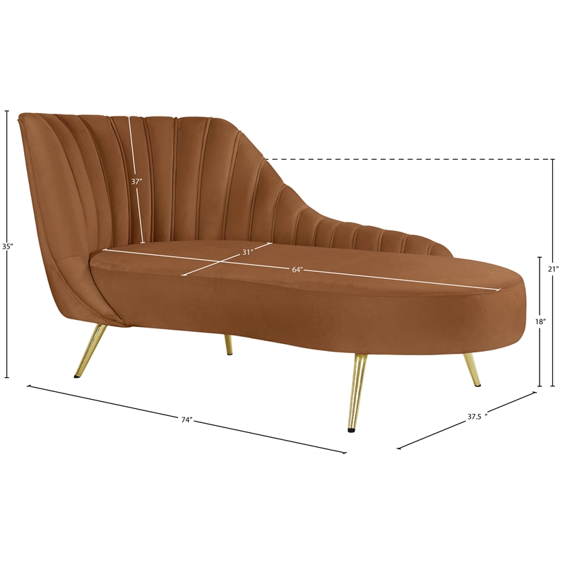 Meridian Furniture Margo Saddle Velvet Chaise