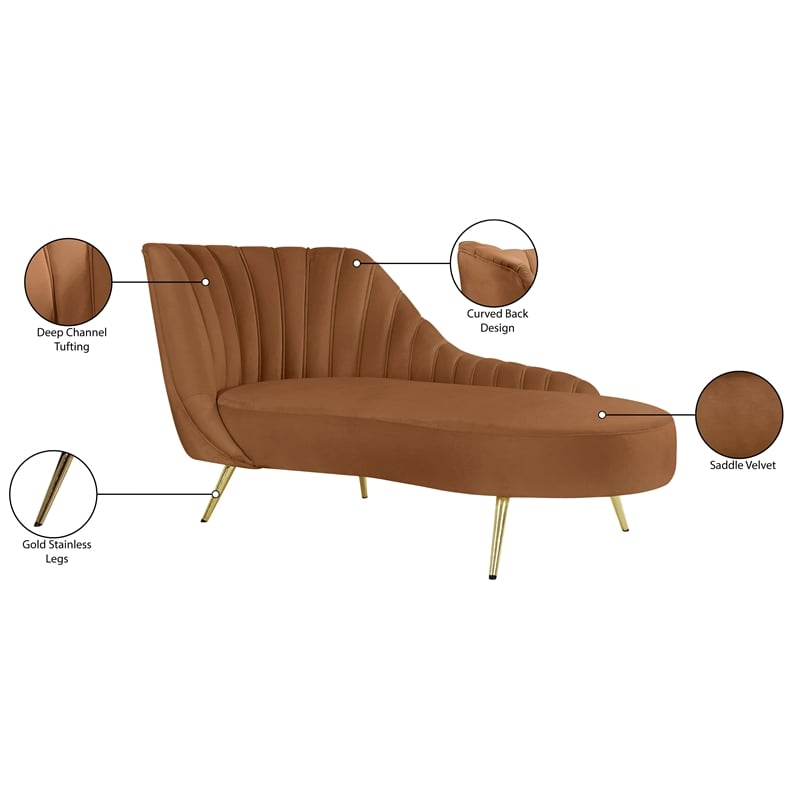 Meridian Furniture Margo Saddle Velvet Chaise
