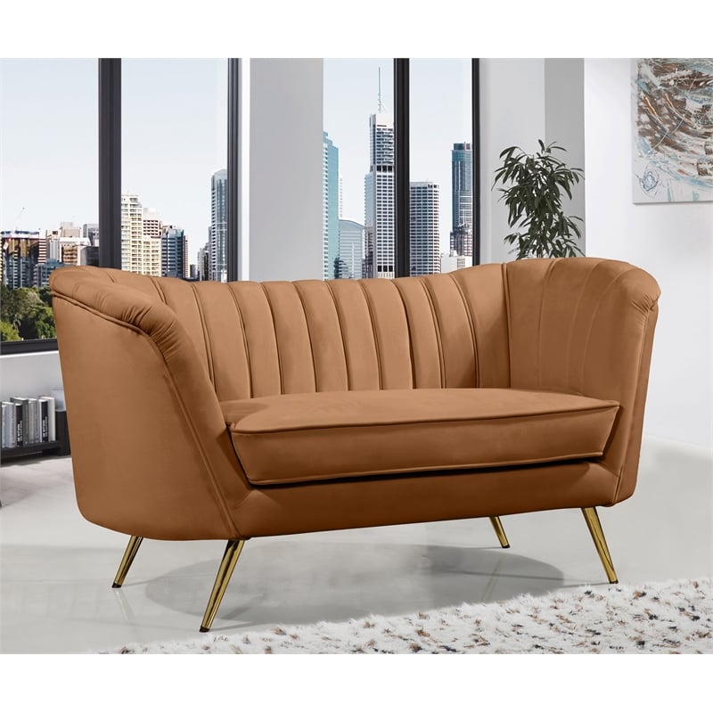 Meridian Furniture Margo Saddle Velvet Loveseat