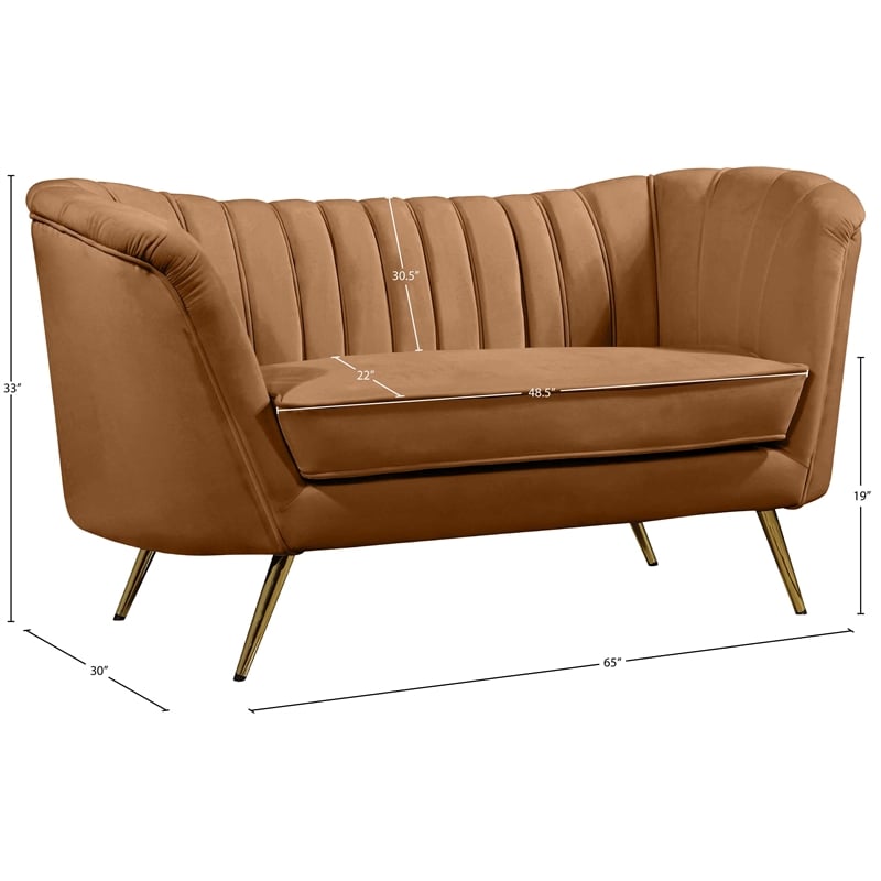 Meridian Furniture Margo Saddle Velvet Loveseat