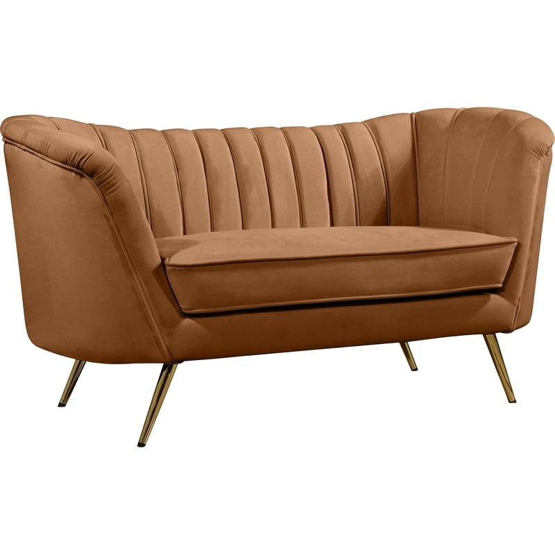 Meridian Furniture Margo Saddle Velvet Loveseat
