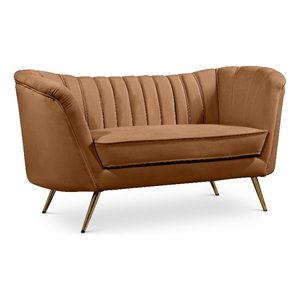 Meridian Furniture Margo Saddle Velvet Loveseat