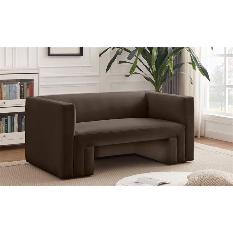 Meridian Furniture Henson Brown Velvet Loveseat