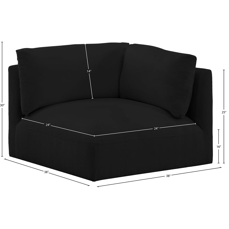 Meridian Furniture Ease Black Fabric Corner