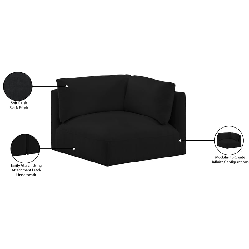 Meridian Furniture Ease Black Fabric Corner