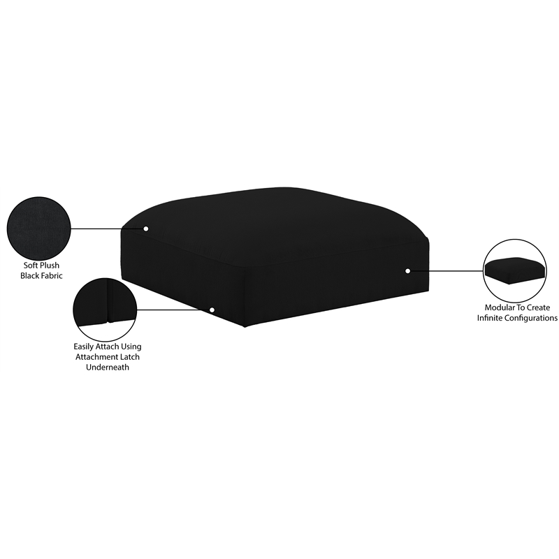 Meridian Furniture Ease Black Fabric Ottoman