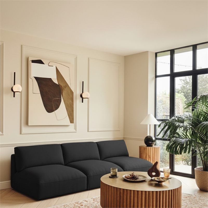 meridian furniture ease black fabric modular sofa