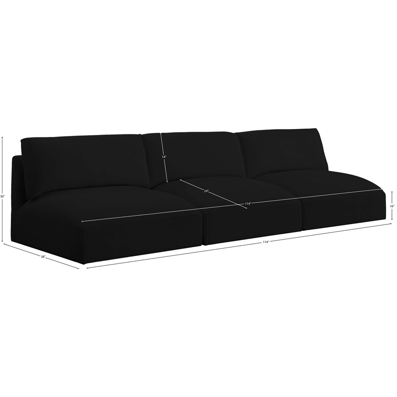 meridian furniture ease black fabric modular sofa