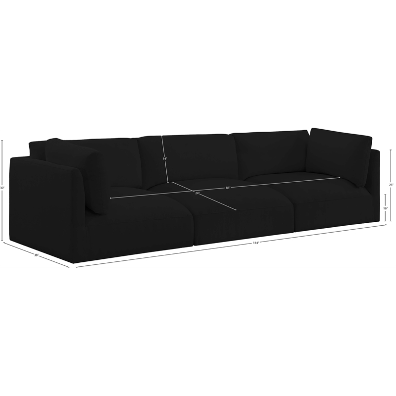 Meridian Furniture Ease Black Fabric Modular Sofa