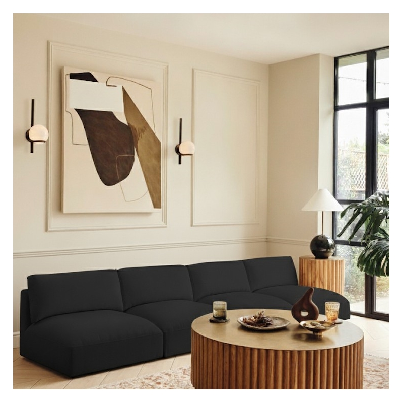 Meridian Furniture Ease Black Fabric Modular Sofa
