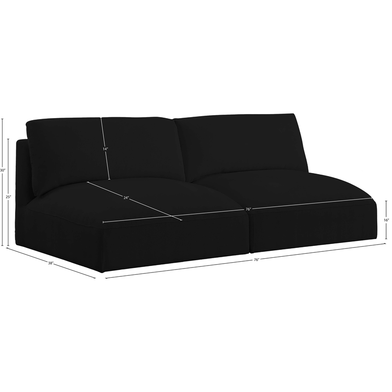 Meridian Furniture Ease Black Fabric Modular Sofa