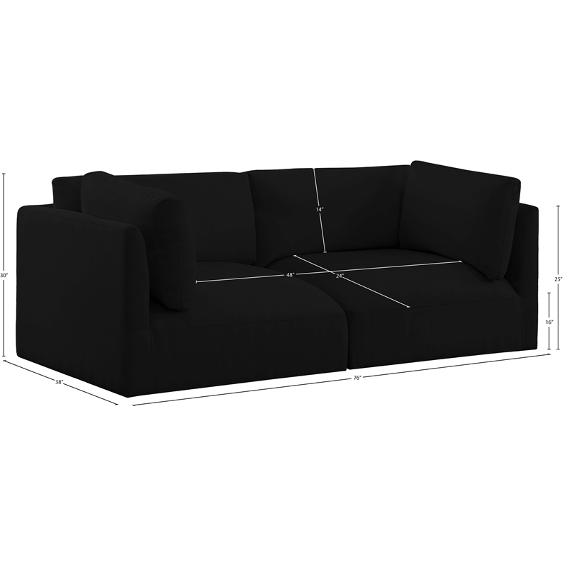 Meridian Furniture Ease Black Fabric Modular Sofa