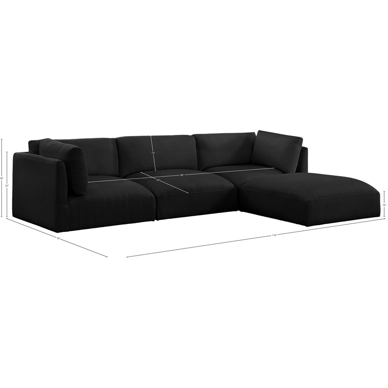 Meridian Furniture Ease Black Fabric Modular Sectional
