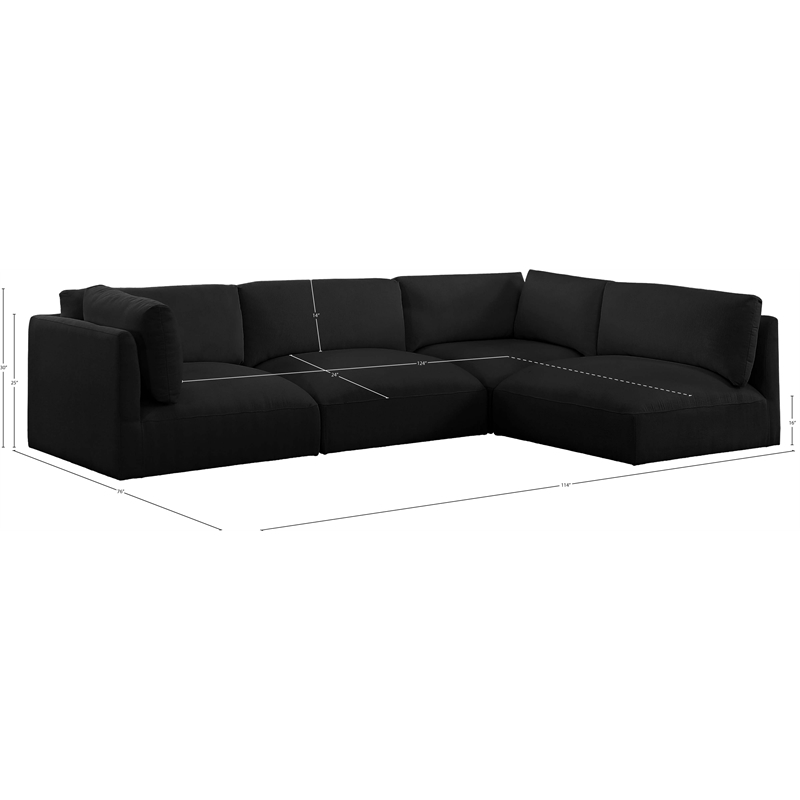 Meridian Furniture Ease Black Fabric Modular Sectional