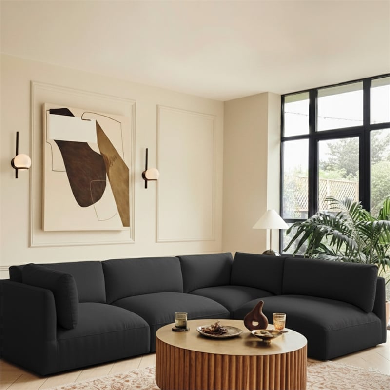 Meridian Furniture Ease Black Fabric Modular Sectional