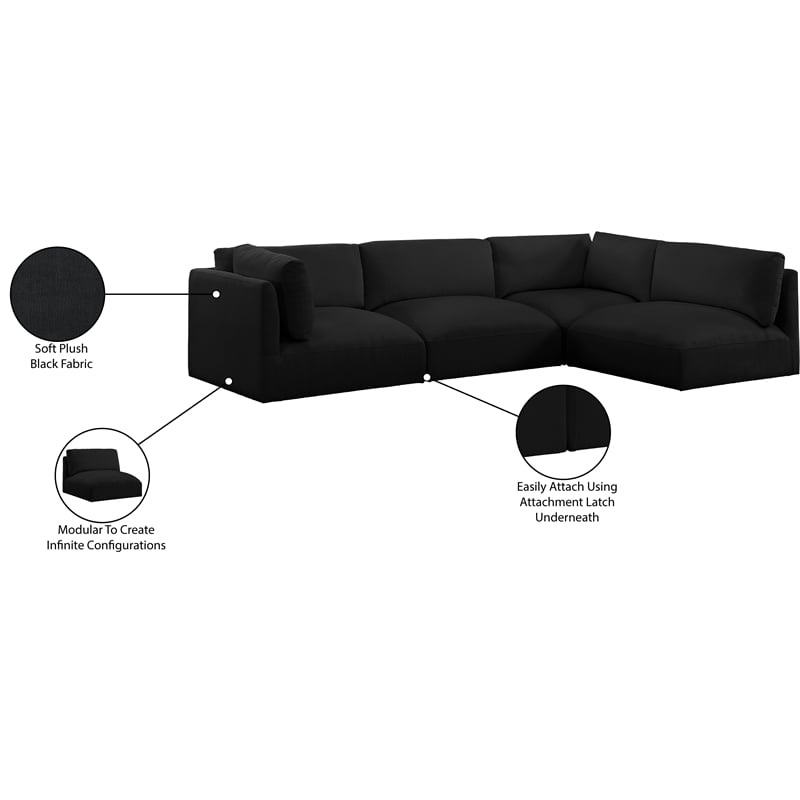 Meridian Furniture Ease Black Fabric Modular Sectional