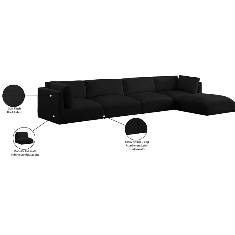 Meridian Furniture Ease Black Fabric Modular Sectional