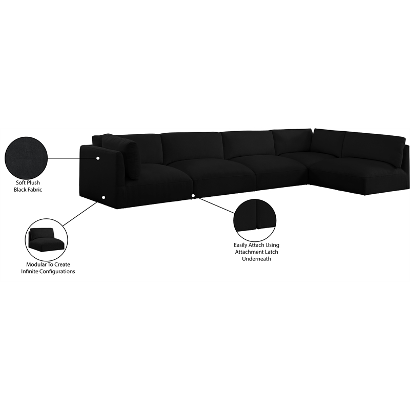 Meridian Furniture Ease Black Fabric Modular Sectional