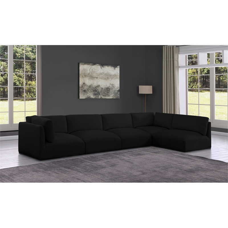 Meridian Furniture Ease Black Fabric Modular Sectional