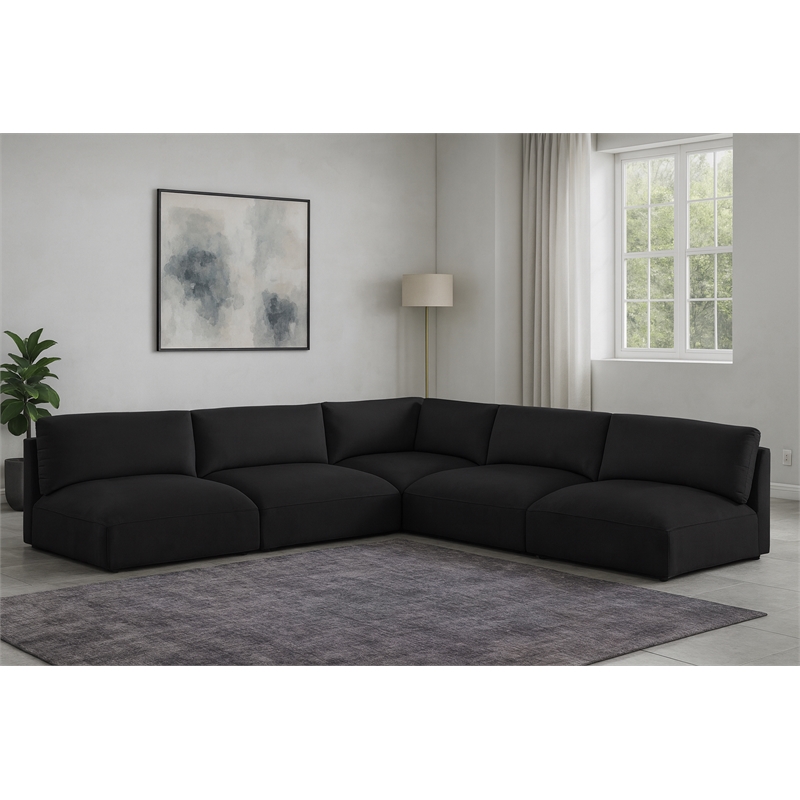 Meridian Furniture Ease Black Fabric Modular Sectional