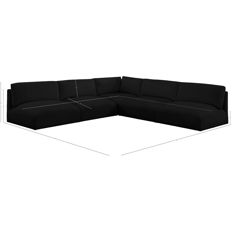 Meridian Furniture Ease Black Fabric Modular Sectional