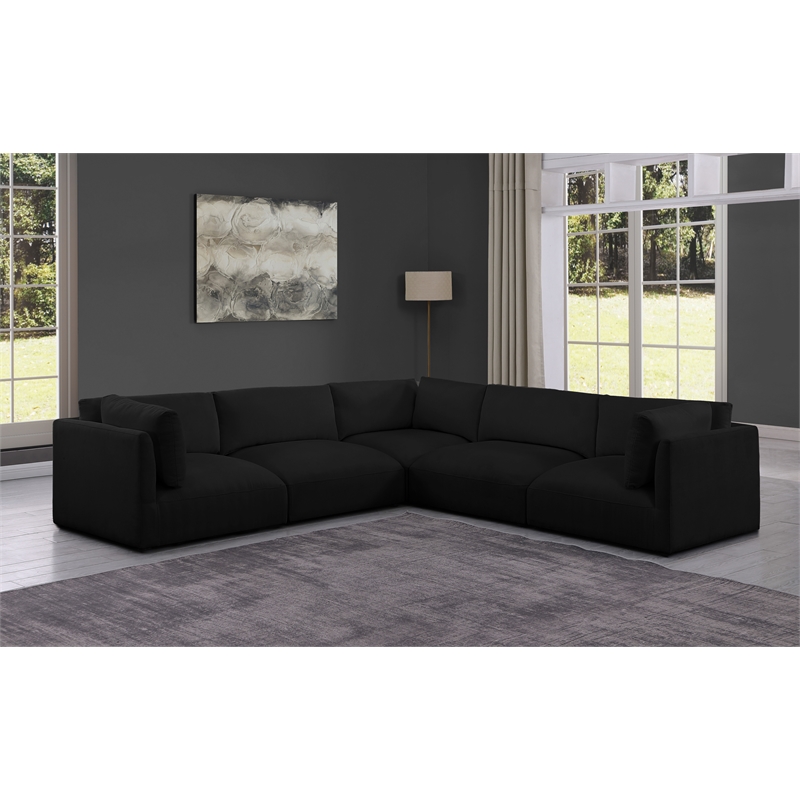 Meridian Furniture Ease Black Fabric Modular Sectional