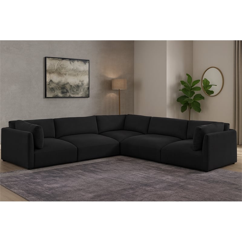 Meridian Furniture Ease Black Fabric Modular Sectional