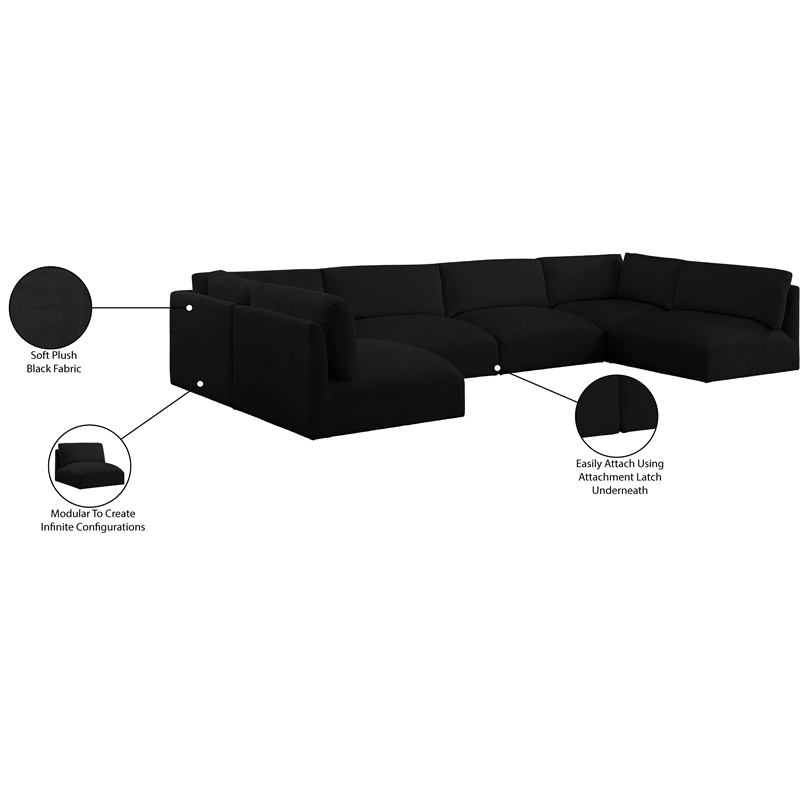 Meridian Furniture Ease Black Fabric Modular Sectional