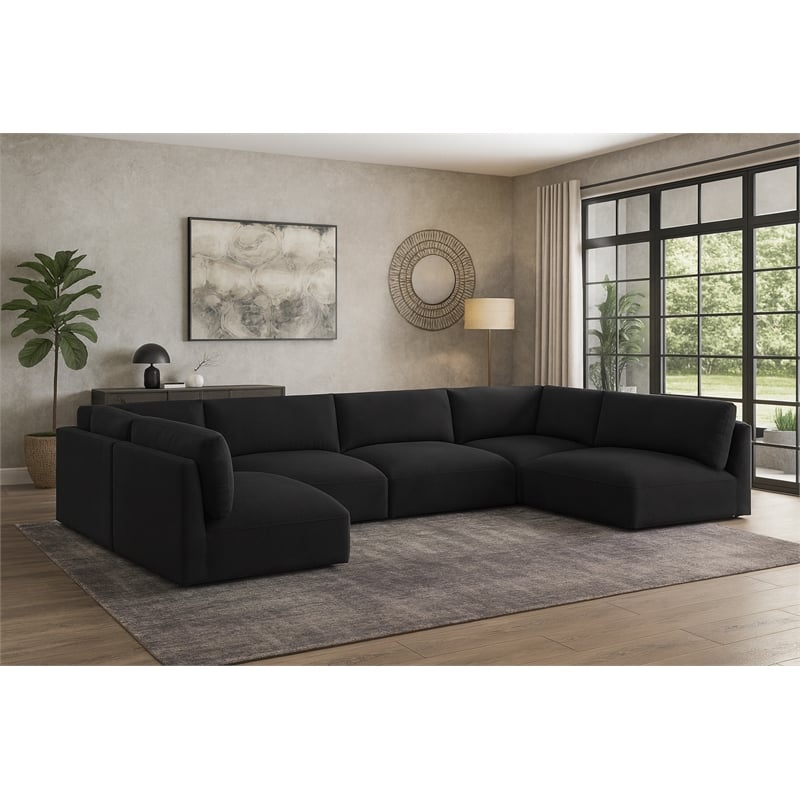 Meridian Furniture Ease Black Fabric Modular Sectional
