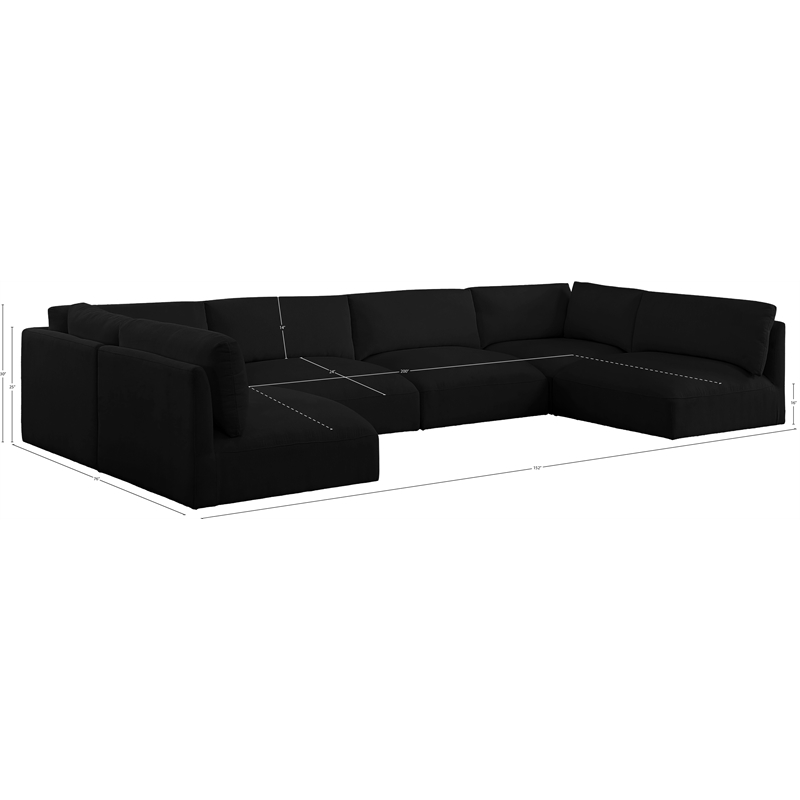 Meridian Furniture Ease Black Fabric Modular Sectional