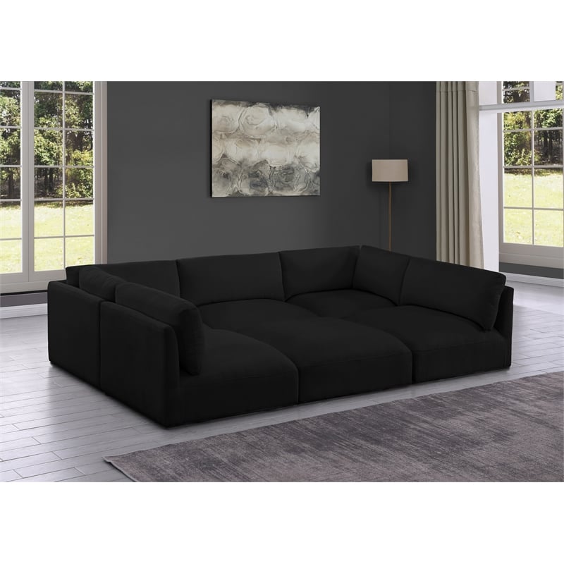 Meridian Furniture Ease Black Fabric Modular Sectional