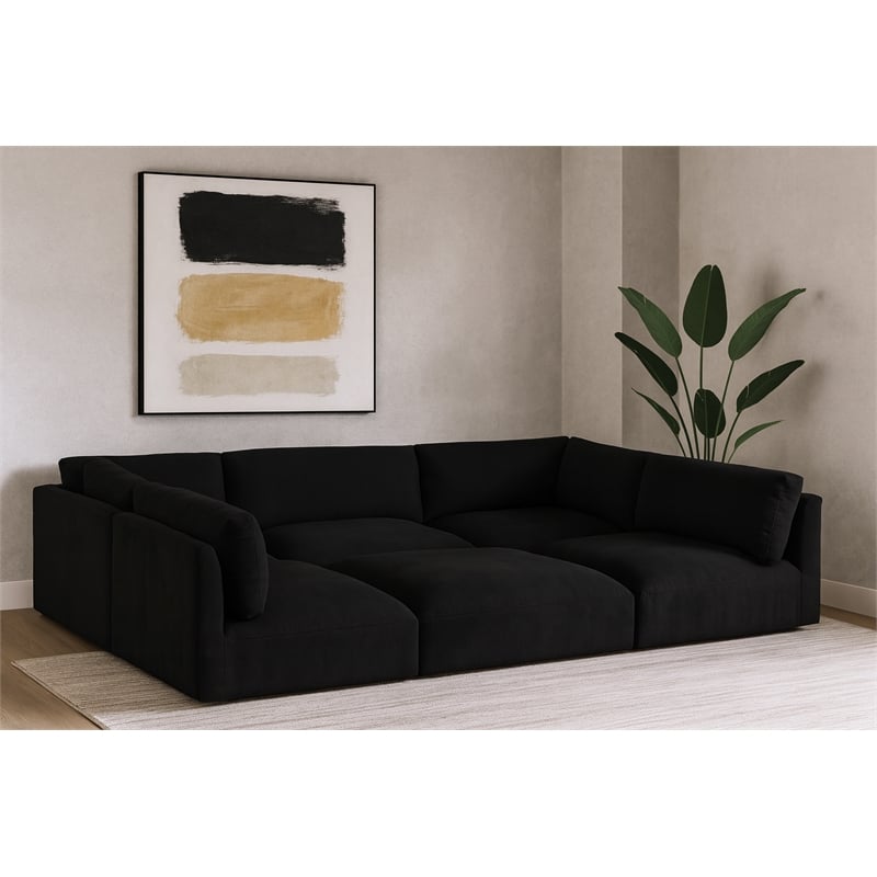 Meridian Furniture Ease Black Fabric Modular Sectional